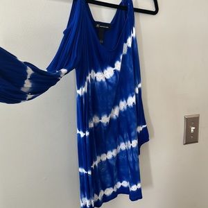INC cold shoulder tie dye blouse